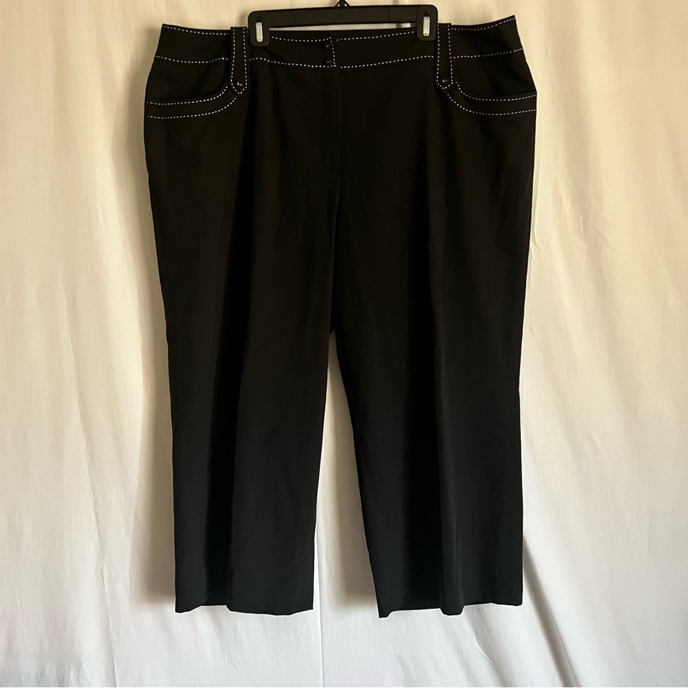 Essentials by A.B.S Chic Black Capris with White Stitching